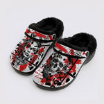 Trash Polka Skull Geometric Print Fleece-Lined Clogs