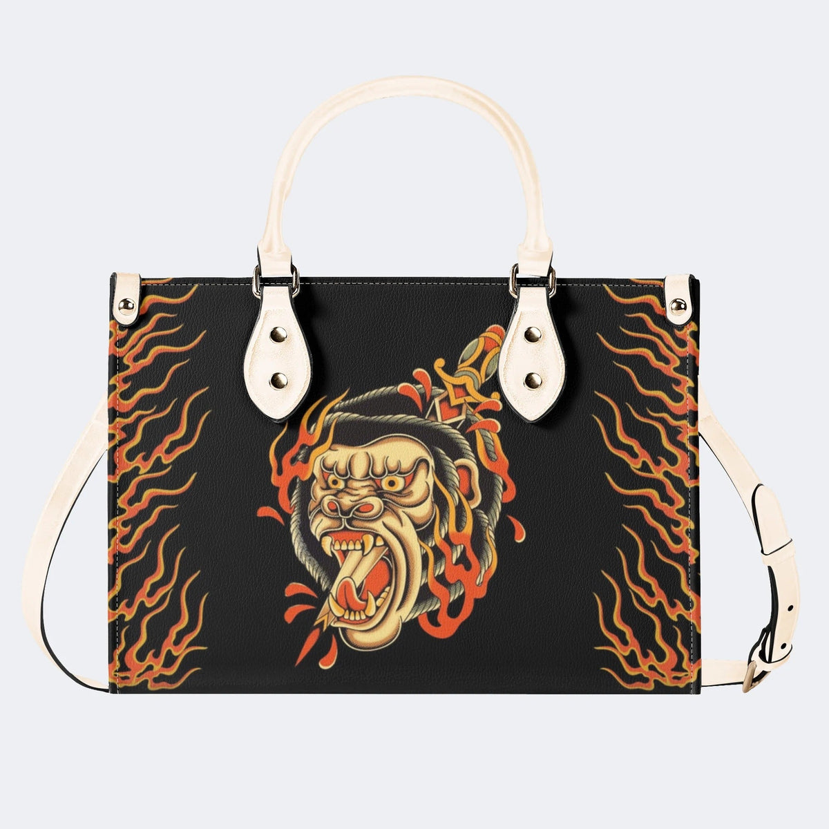Unisex Monkey Print - Leather Handbag