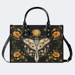 Sun And Moth Print - Leather Handbag