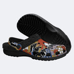 Irezumi Mount Fuji & Cherry Blossoms & Sun Wheel Print Fleece-Lined Clogs