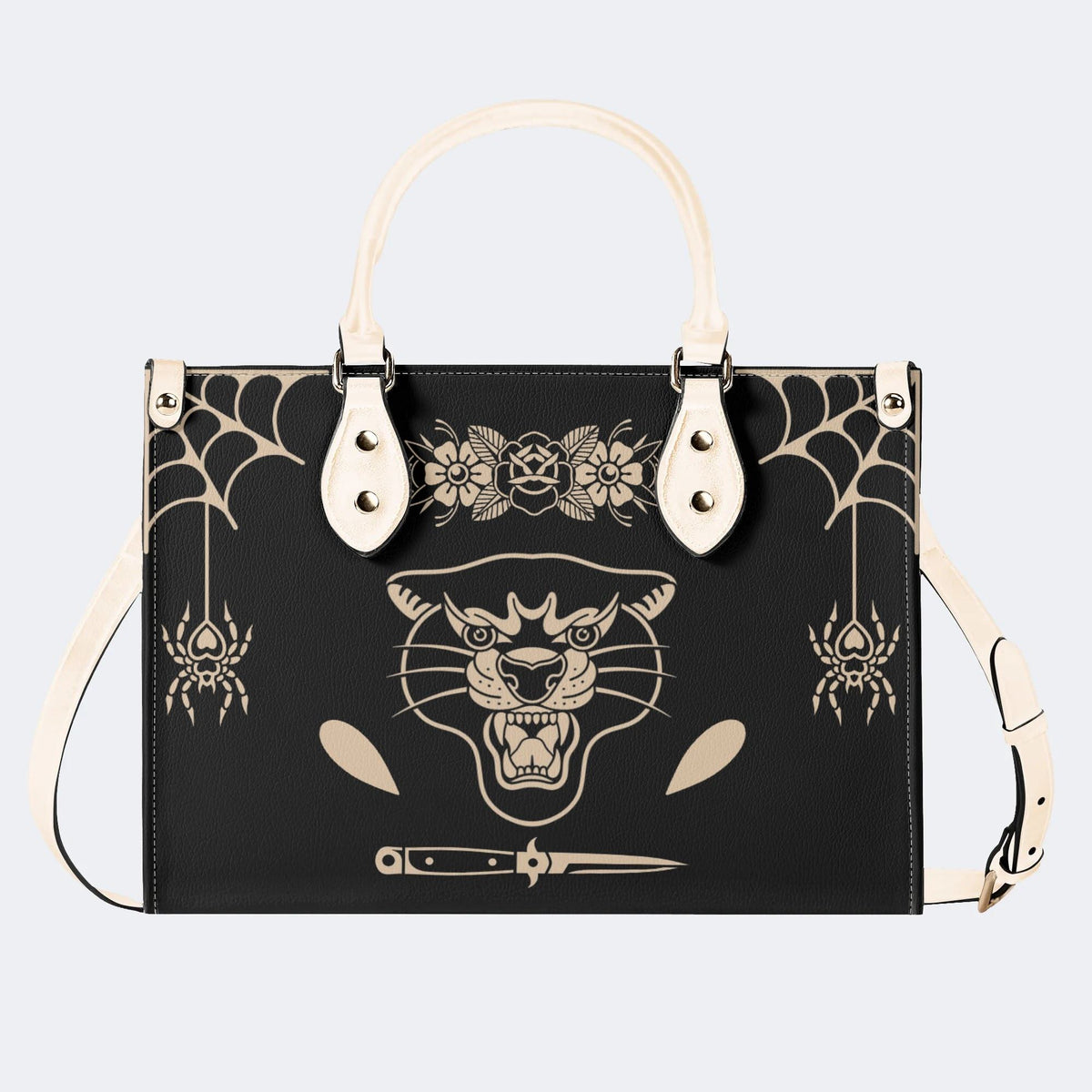 Unisex Tiger Print - Leather Handbag