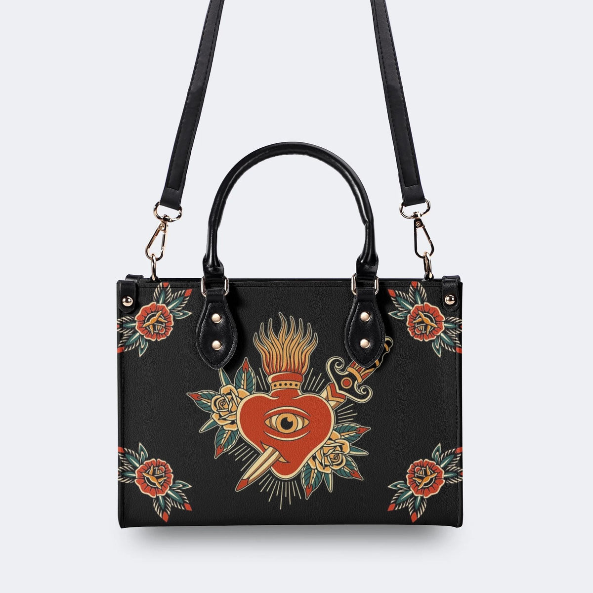 Flaming Heart Art Print - Leather Handbag