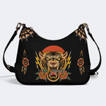 Tiger Holding Sword Print - Leather Crossbody Bag