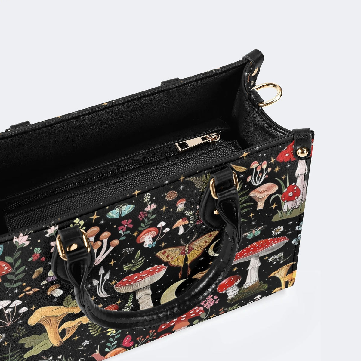 Starry Mushroom Print - Leather Handbag