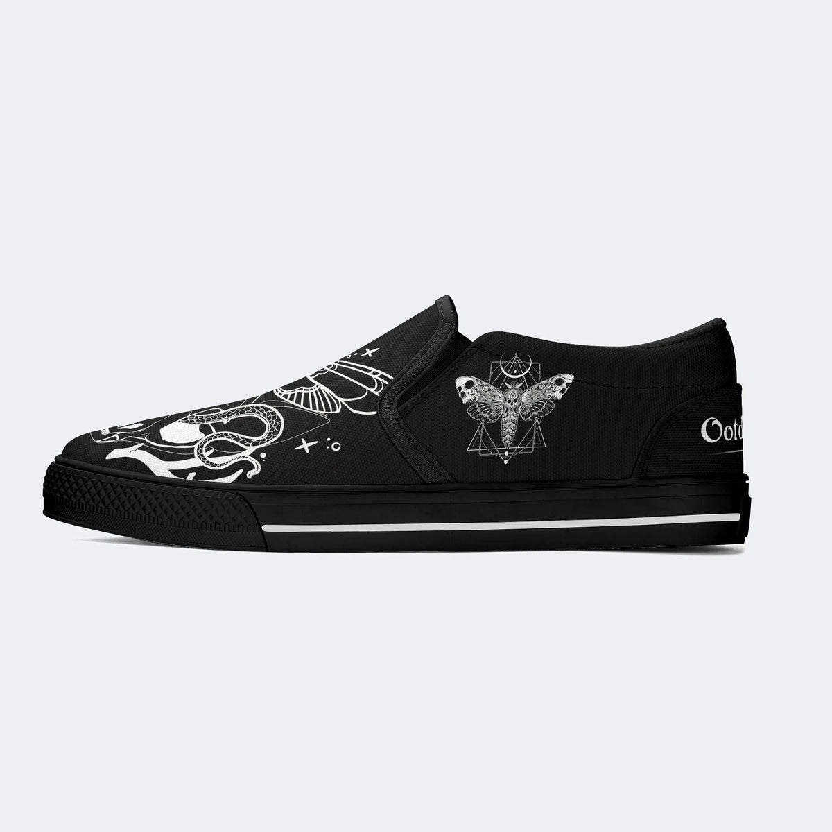 Unisex Death Moth&Skull Print - Slip On Shoes
