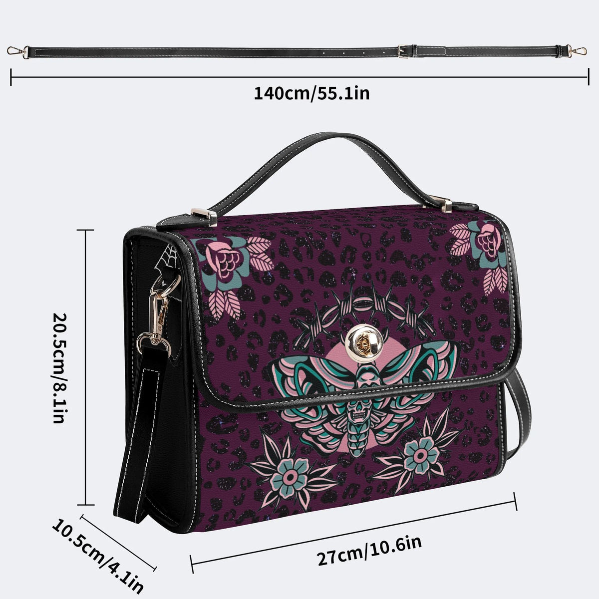 Death Moth Vintage Print - Leather Satchel Bag