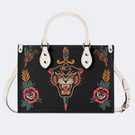 Unisex Tiger Print - Leather Handbag