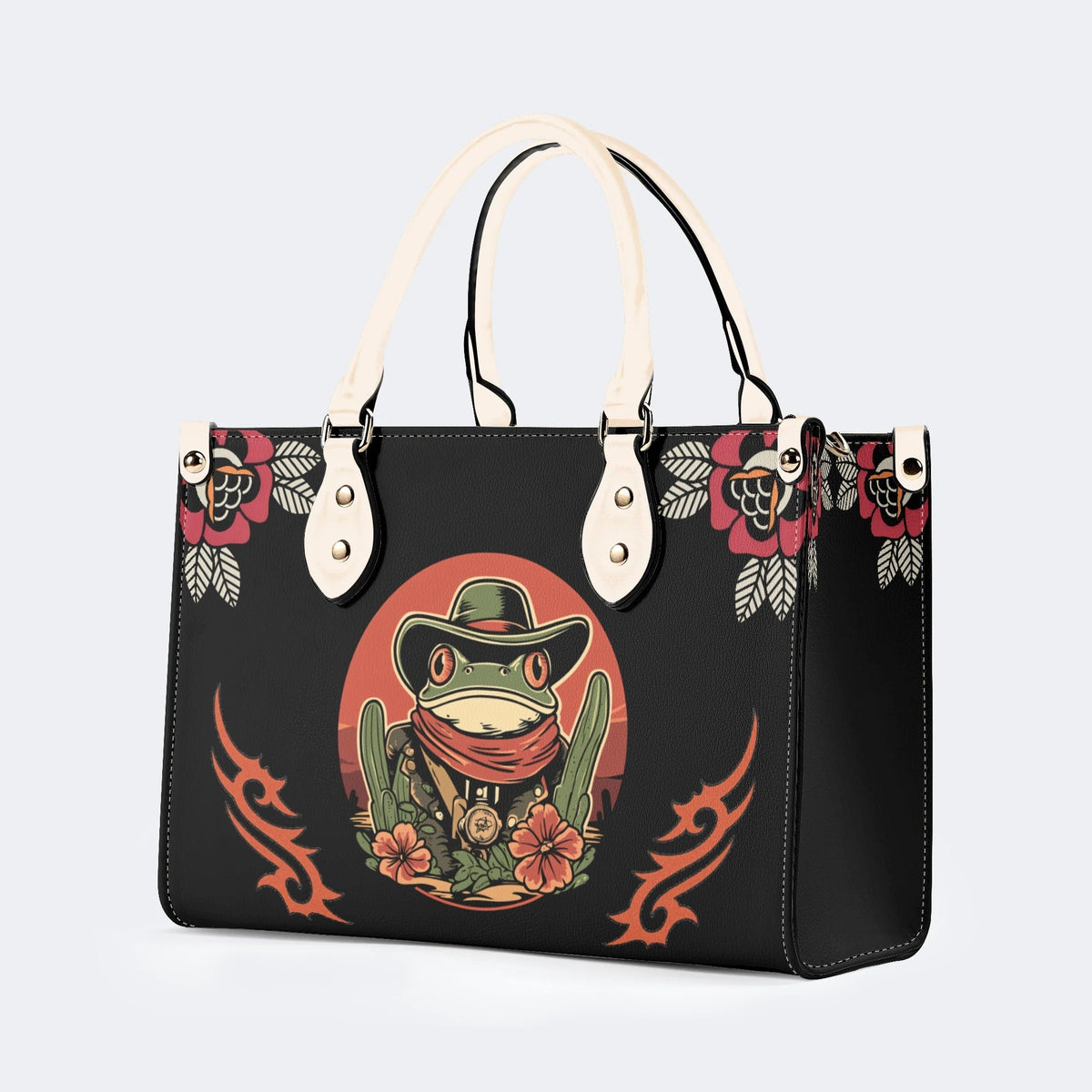 Cowboy Frog Print - Leather Handbag