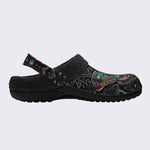 Moth Totem Print Fleece-Lined Clogs