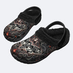 Abyss Fog Death Moth Print Fleece-Lined Clogs