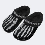 Skeleton Toes Skull Print - Fur Lined Slippers/Sandals