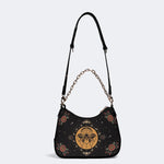 Vintage Moon Moth Print - Leather Crossbody Bag