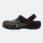Jewel Moth Vintage Floral Wreath Print Fleece-Lined Clogs