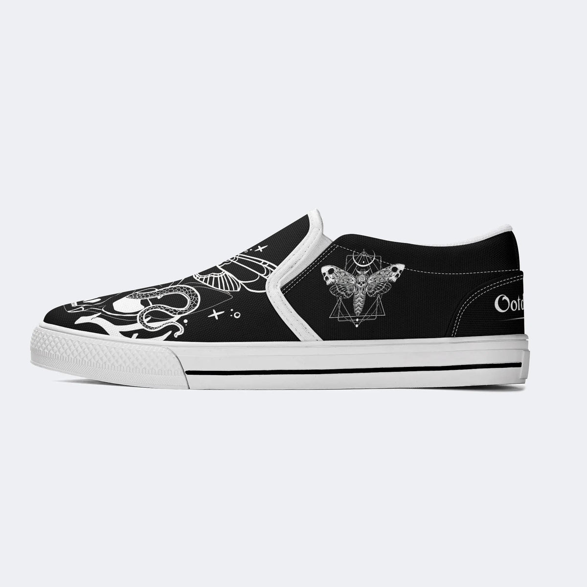 Unisex Death Moth&Skull Print - Slip On Shoes