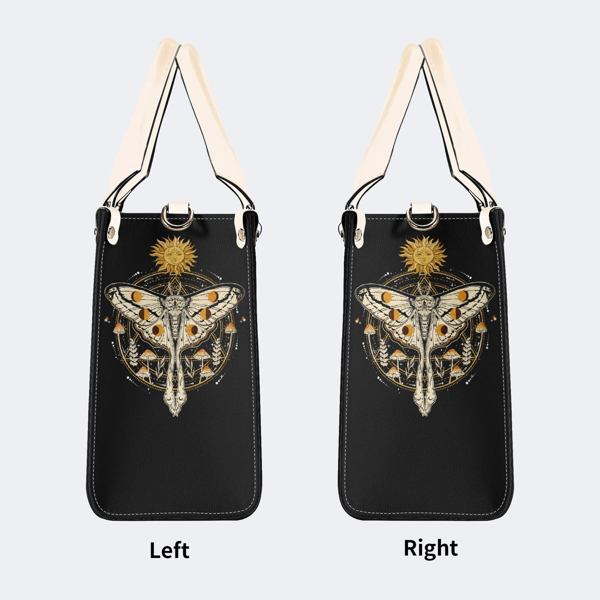 Sun And Moth Print - Leather Handbag