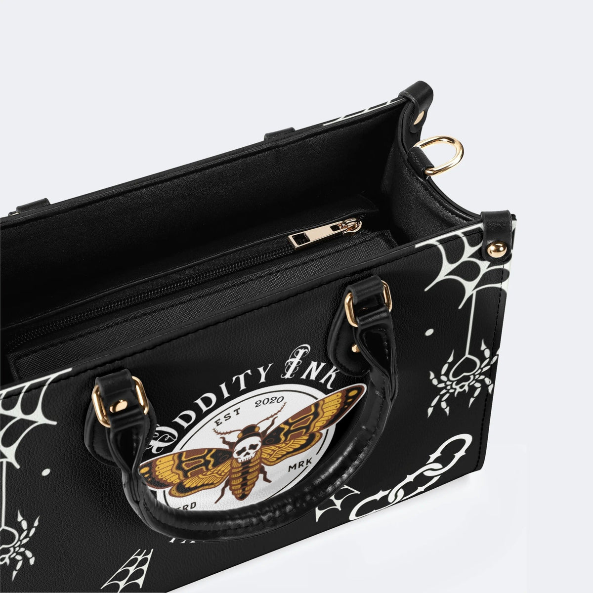 Classic Death Moth Print - Leather Handbag