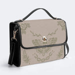 Classic Beige Death Moth Vintage Print - Leather Satchel Bag