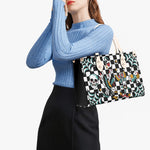 Gothic Pattern Patchwork Print - Leather Handbag