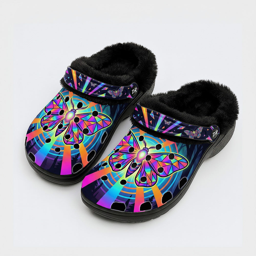 Kaleidoscope Mirror Moth Fleece-Lined Clogs