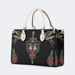 Unisex Tiger Print - Leather Handbag