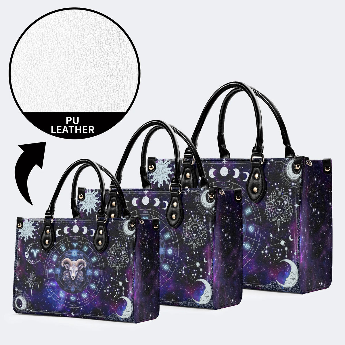 Aries starry sky - Leather Handbag