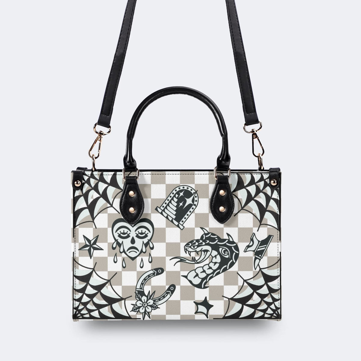 Gothic Tattoo Print - Leather Handbag