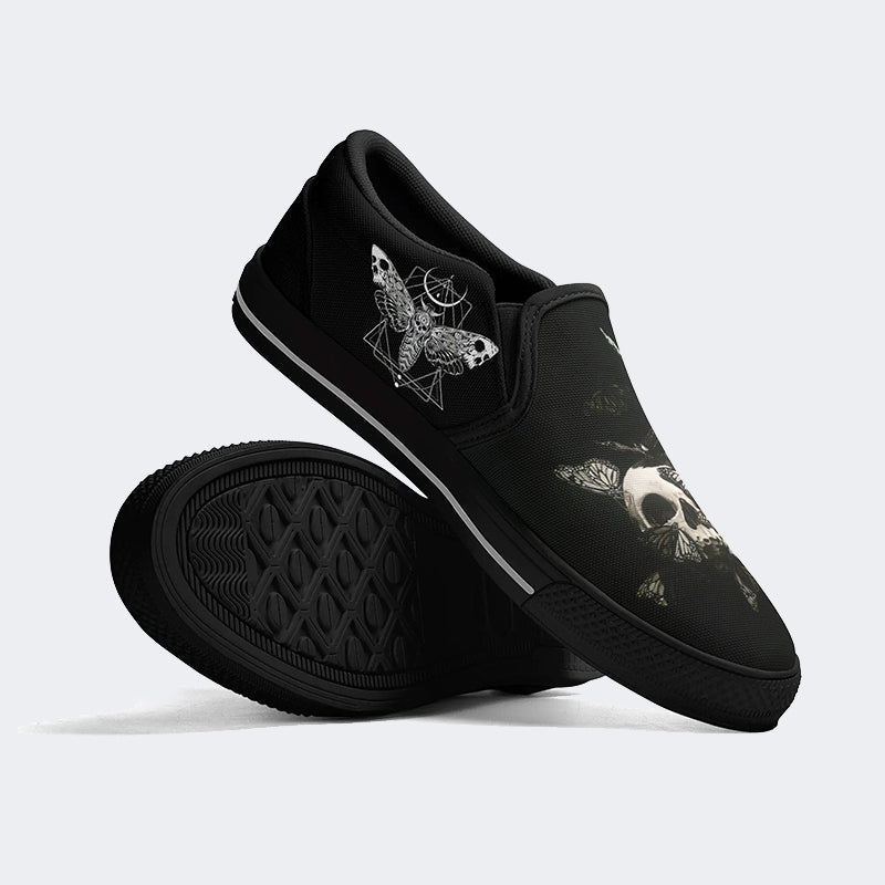 Surreal Death Moth&Skull - Slip On Shoes
