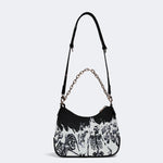 Horror Skull Print - Leather Crossbody Bag