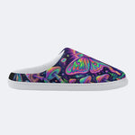 Flowing Color Psychedelic Moth Print Fleece-Lined Slippers