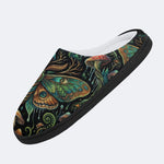 Forest Mystery Moth Print Fleece-Lined Slippers