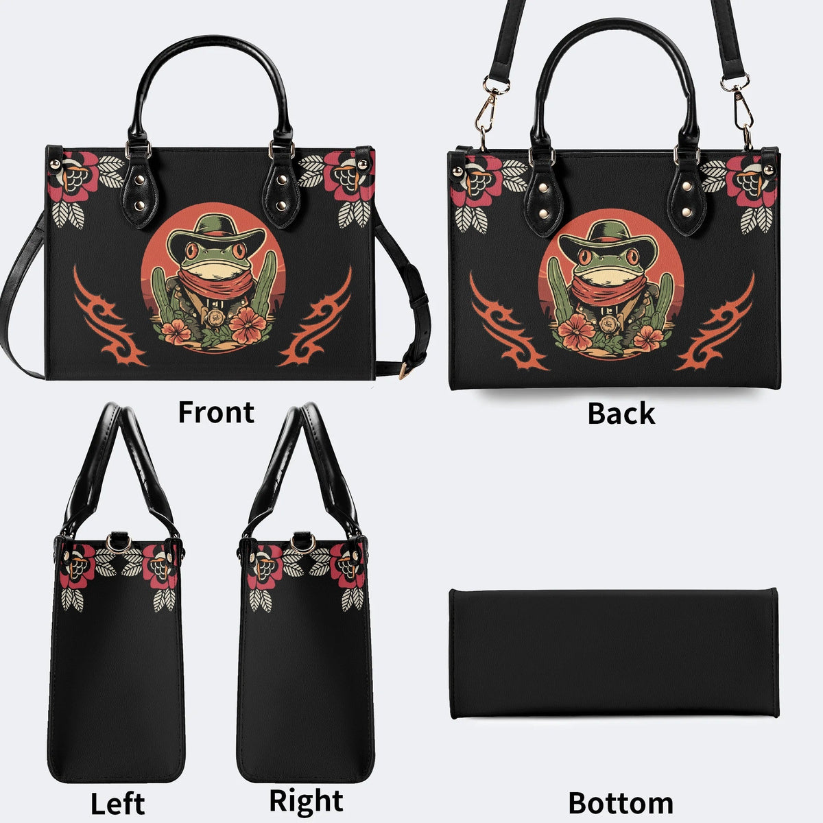 Cowboy Frog Print - Leather Handbag