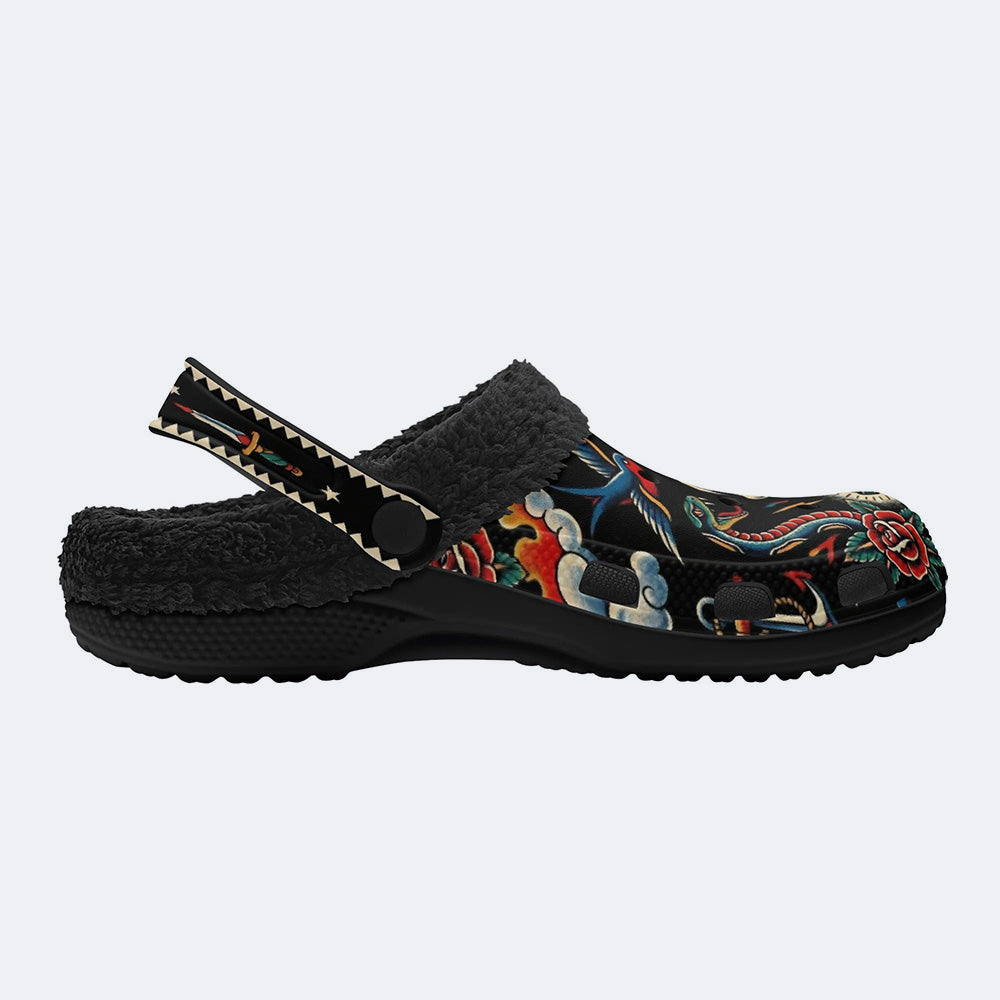 Old School Tattoos Art Print Fleece-Lined Clogs