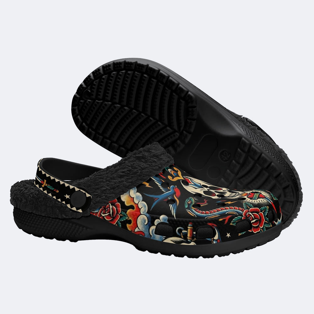 Old School Tattoos Art Print Fleece-Lined Clogs