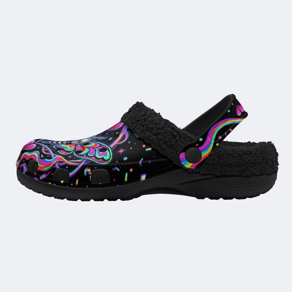 Death Moth Liquid Spectrum Love Ritual Print Clogs