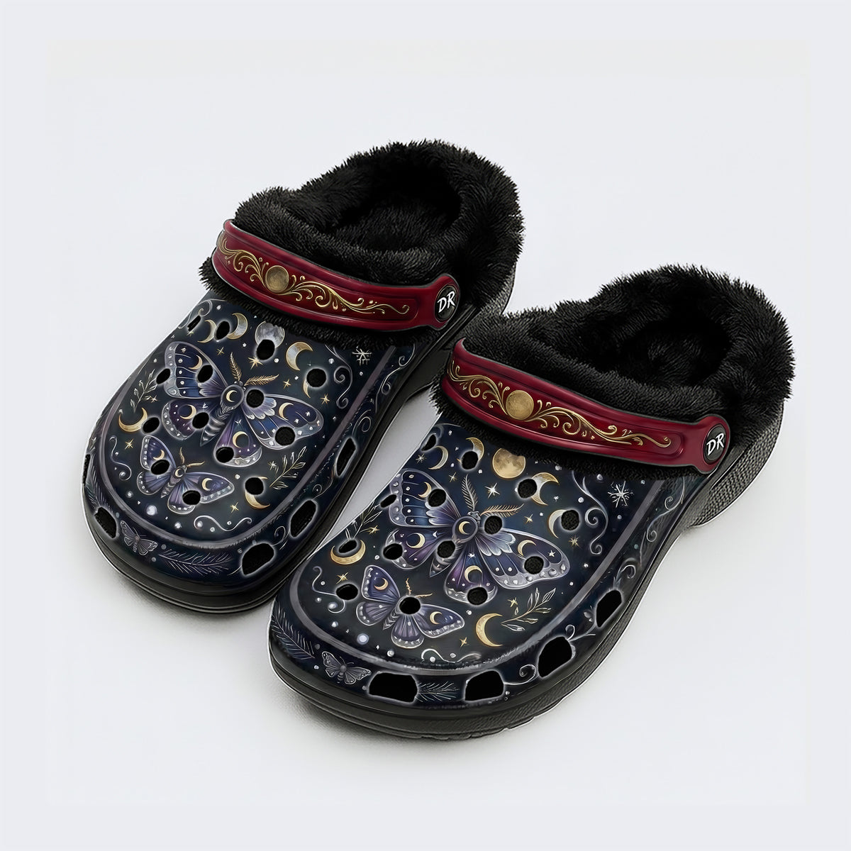 Starry Psychedelic Moth Print Clogs
