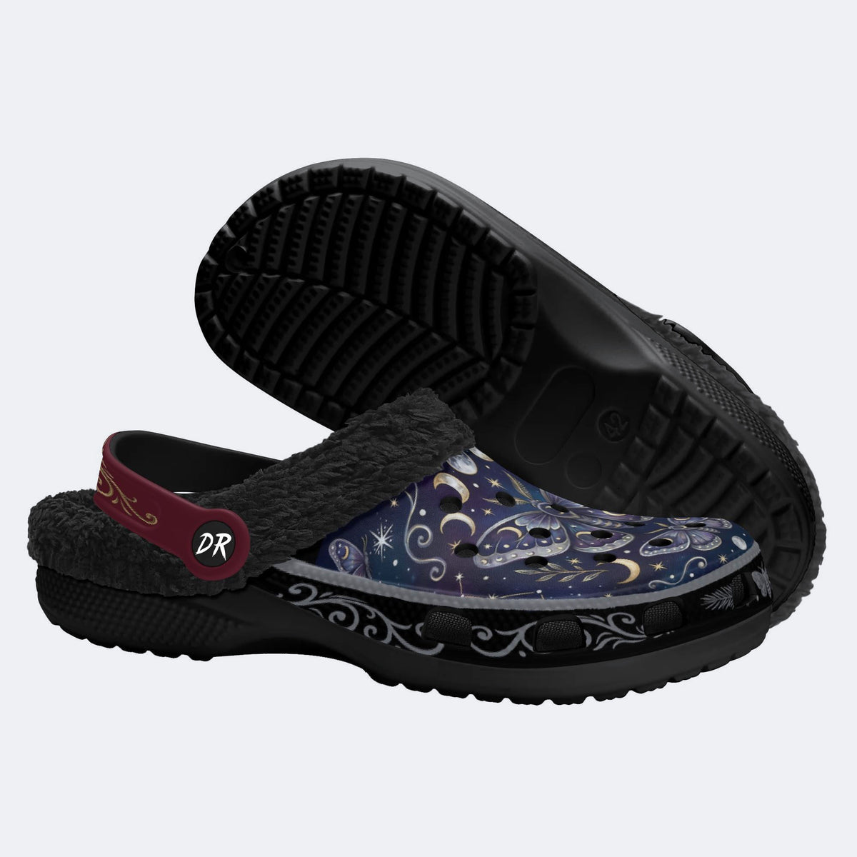 Starry Psychedelic Moth Print Clogs