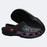 Cosmic Psychedelic Death Moth Print Fleece-Lined Clogs