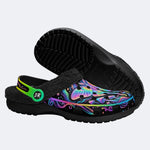 Cosmic Psychedelic Moth Print Clogs
