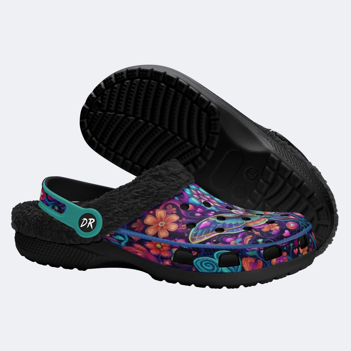 Cosmic Psychedelic Moth Wreath Print Clogs