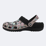 Iridescent Romantic Moth Print Fleece-Lined Clogs