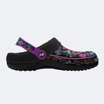 Iridescent Jewel Moth Print Fleece-Lined Clogs