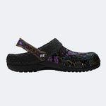 Dark Psychedelic Butterfly Wreath Print Fleece-Lined Clogs