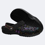 Dark Psychedelic Butterfly Wreath Print Fleece-Lined Clogs