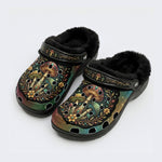 Jewel Mushroom Vintage Wreath Print Fleece-Lined Clogs