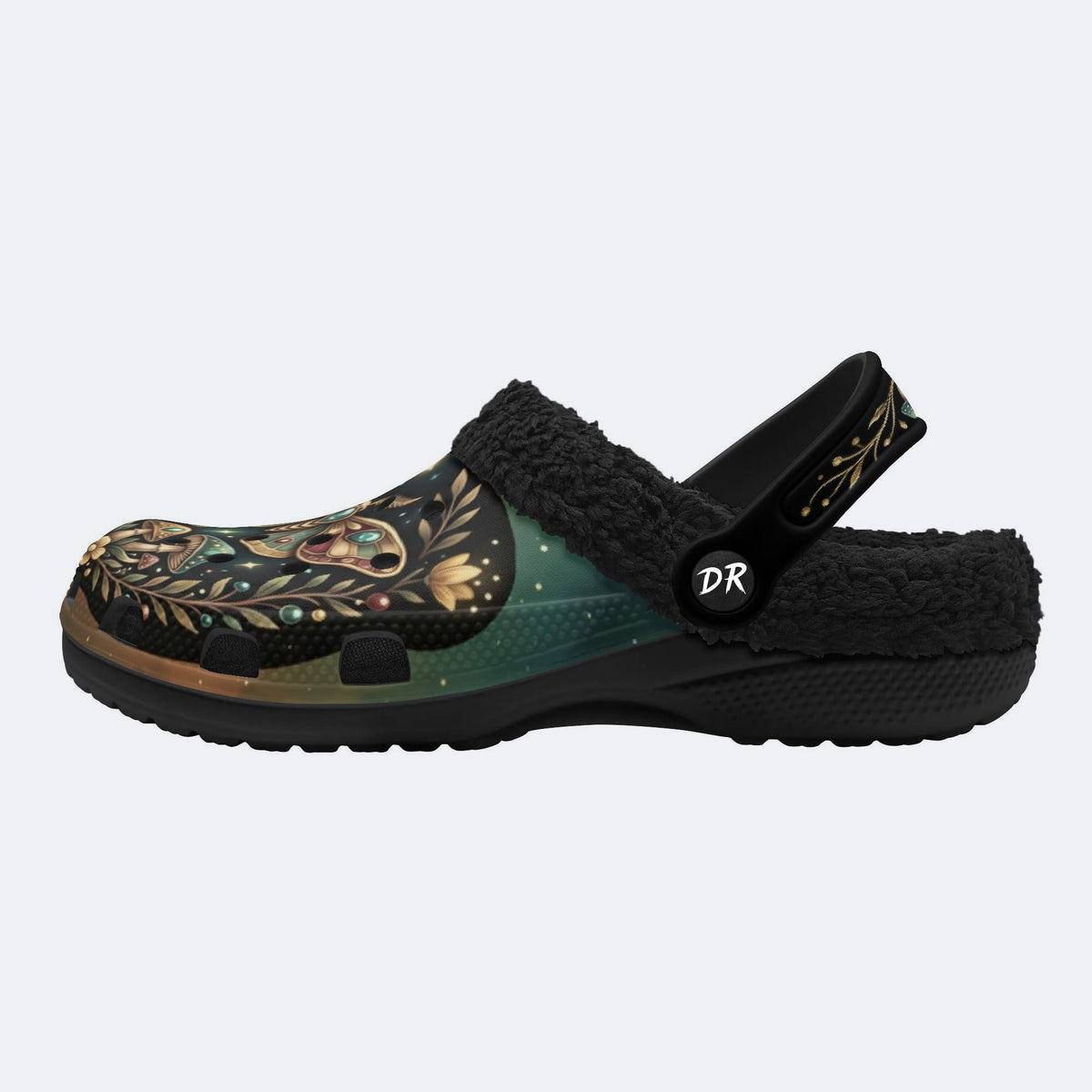 Jewel Moth Vintage Wreath Print Clogs