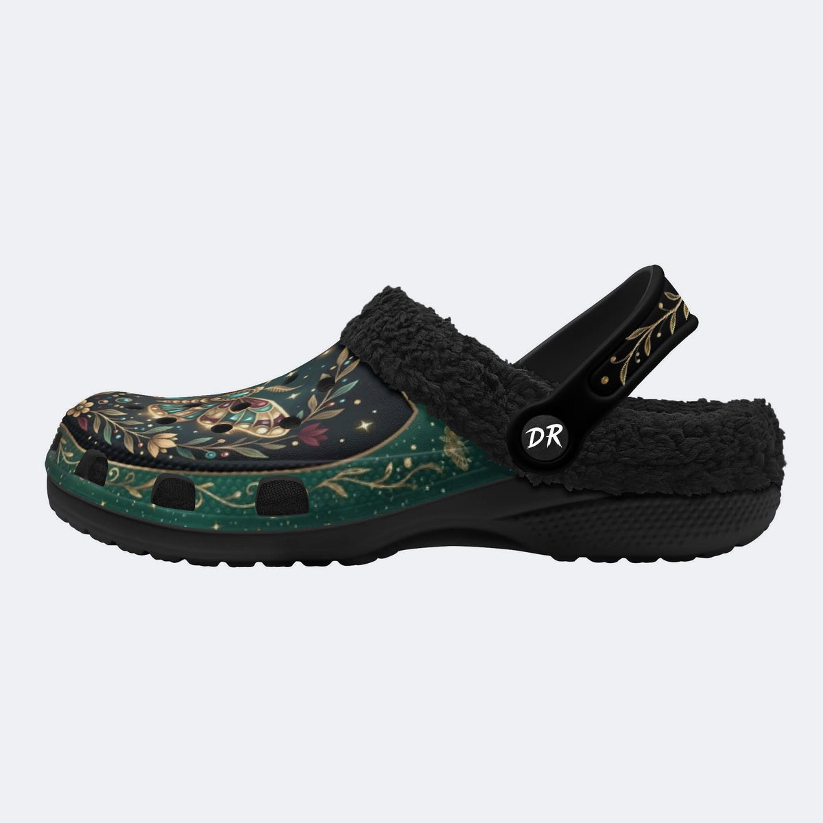 Jewel Moth Vintage Wreath Print Clogs
