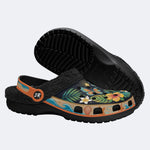 Tropical Butterfly Hibiscus Print Fleece-Lined Clogs