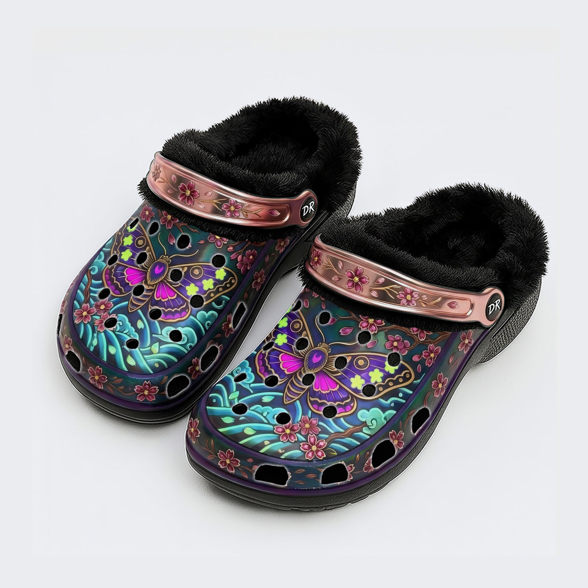 Cherry Blossom Moth Print Clogs