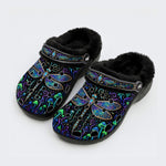 Psychedelic Jeweled Dragonfly Print Fleece-Lined Clogs