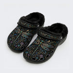 Vintage Dragonfly Print Fleece-Lined Clogs